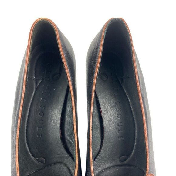 Gentle Souls Women's Black Leather Pumps Heels with Brown Piping EU 38 - Picture 10 of 11